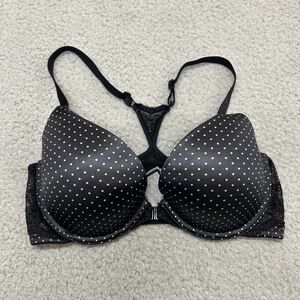 Maidenform Bra 36C Push Up Bra P09650 One Fab Fit Front Close Racerback Polka Do
